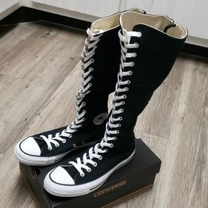 Black Knee Hi Converse with Zip up back